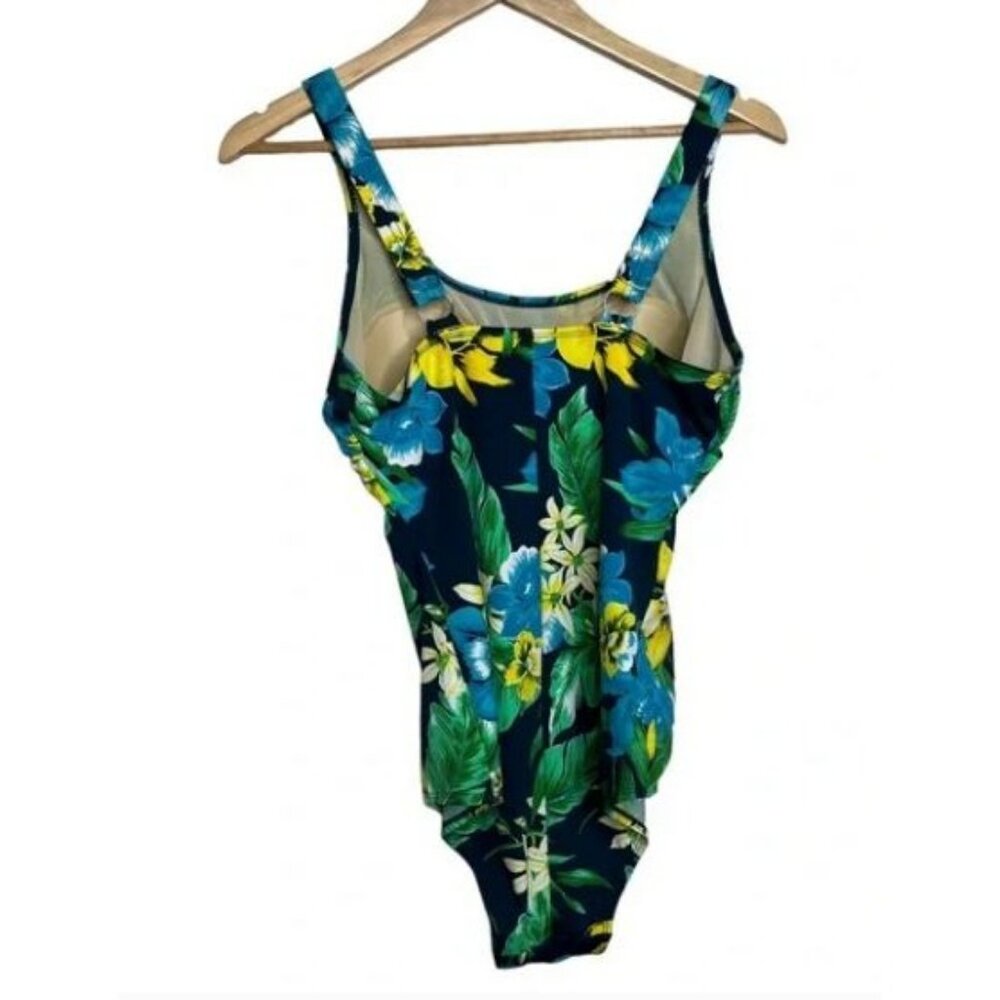 Swim365 Hawaiian Tropical Flower Floral One Piece Tank Swimsuit Modest 14W - Picture 6 of 10